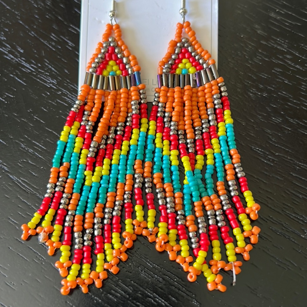 HAND beaded statement earrings-NWT